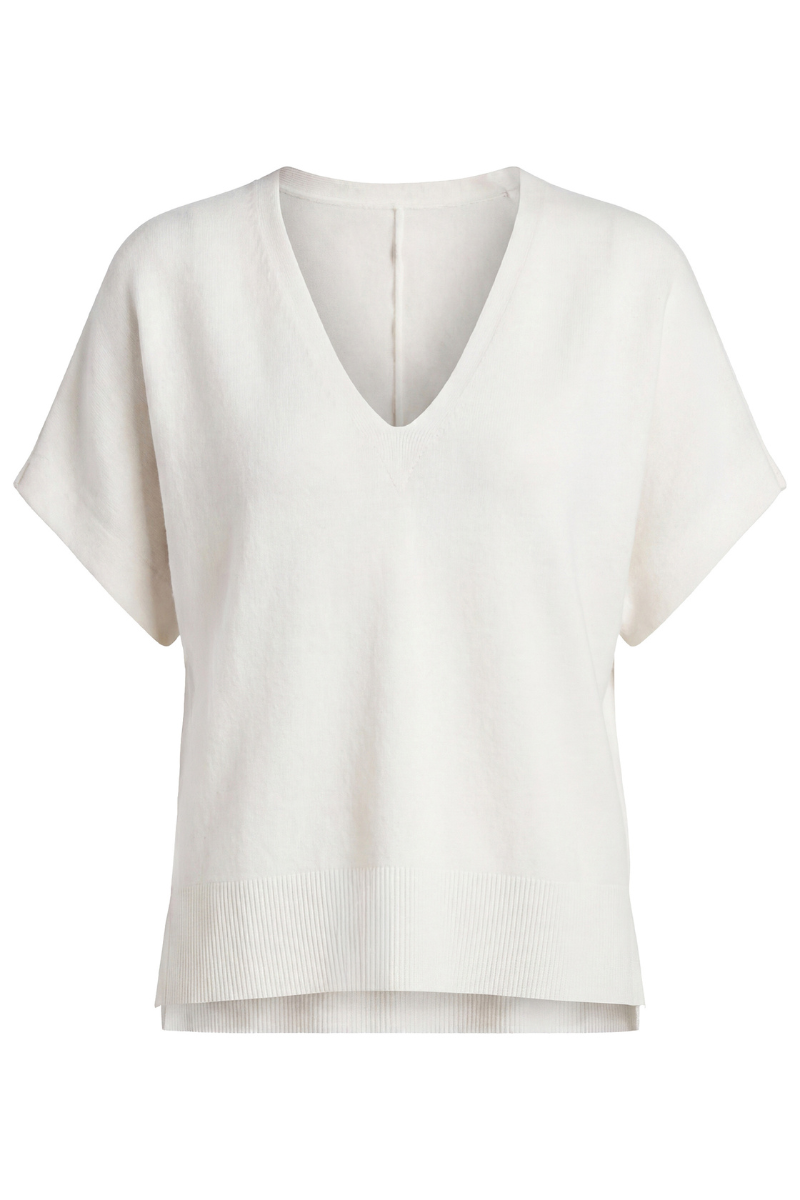 Short Sleeve V-Neck Dolman — Whipped Cream