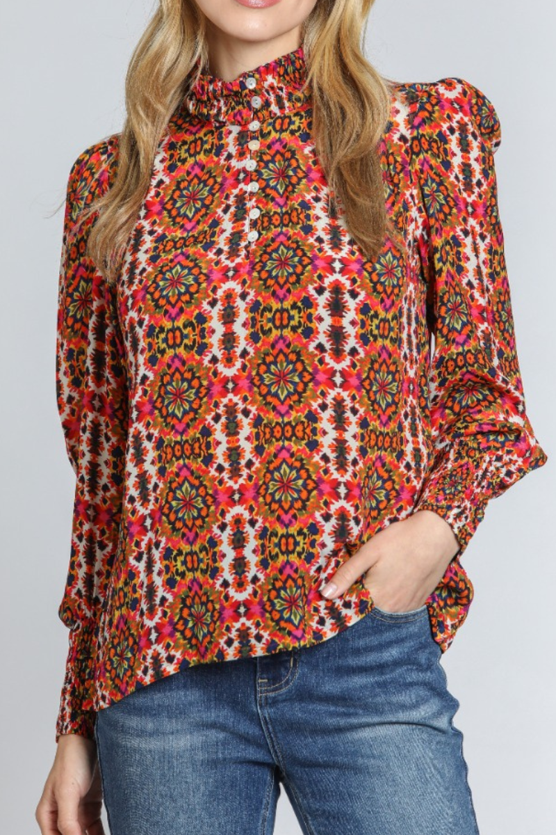 APNY- Red Multi Blouse