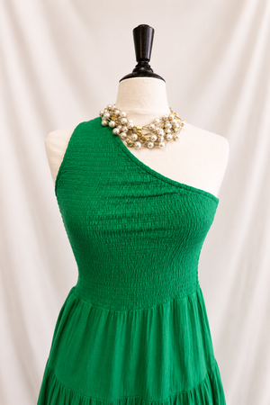 One Shoulder Sleeveless Dress- Kelly Green