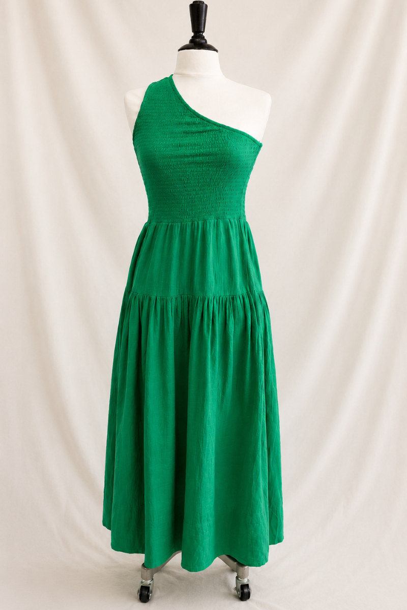 One Shoulder Sleeveless Dress- Kelly Green