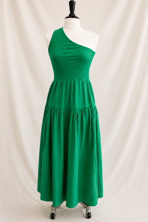 One Shoulder Sleeveless Dress- Kelly Green