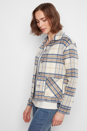 Charlie B Reversible Plaid Jacket – Ecru