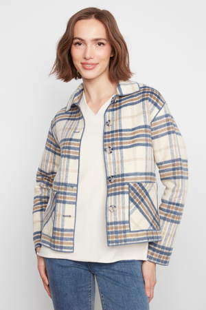 Charlie B Reversible Plaid Jacket – Ecru