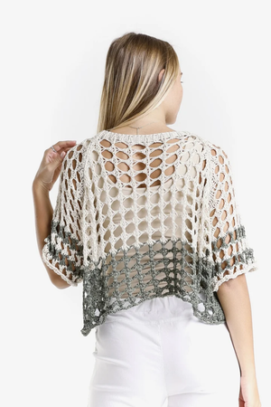 Doris Two-Tone Loose Knit Sweater — Army/Sand