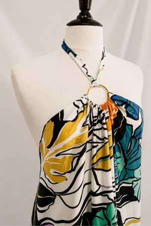 Printed Long Dress-Blue Botanical