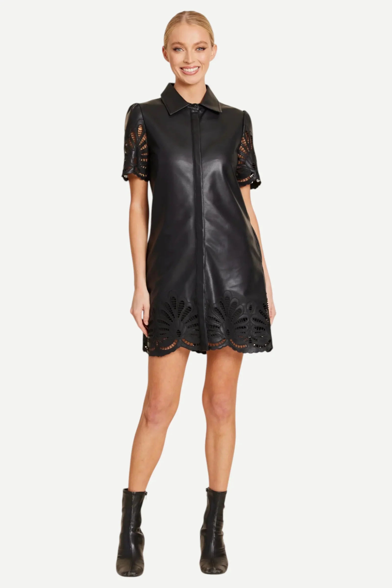 Laser Cut Dress — Black