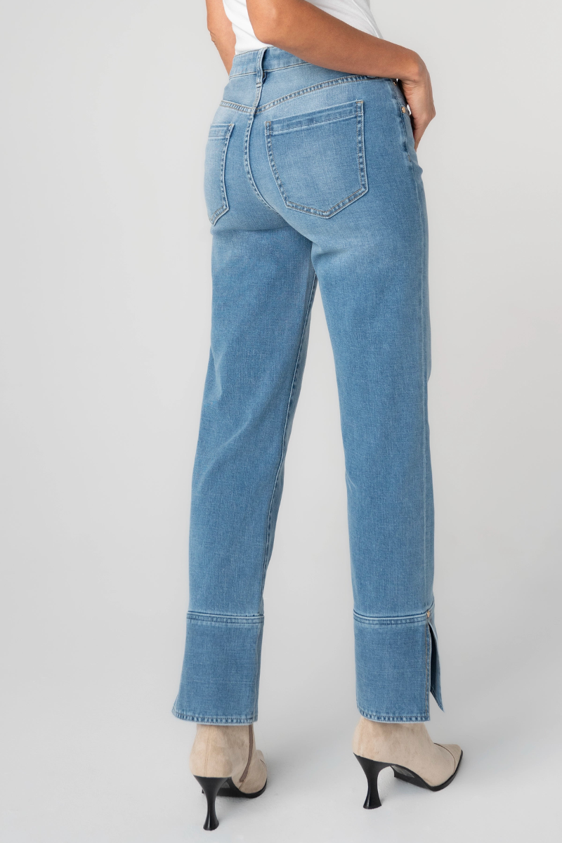 Kennedy Straight Jean with Cuff & Slit — Cowboy Sky