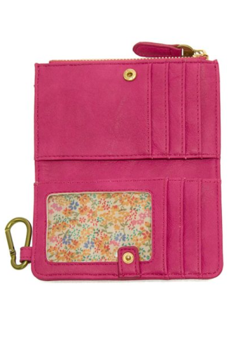 Bobbie Bifold Wallet With Carabiner Cerise