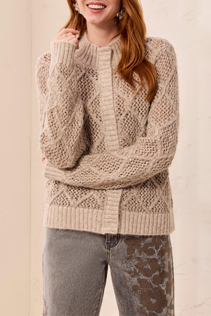 Mock Neck Cardigan — Birch