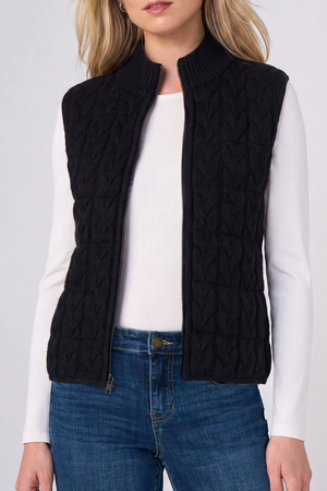 Liverpool Reversible Cable Knit Puffer Vest – Black