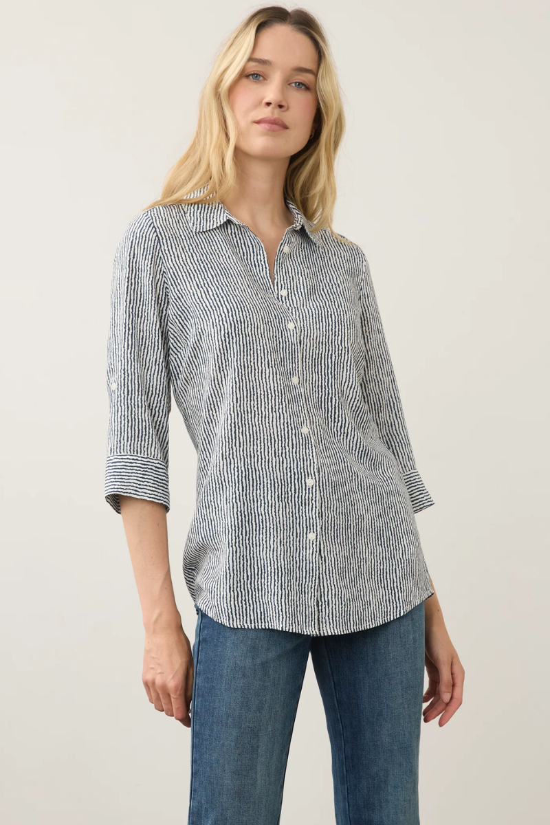 Long Sleeve Striped Top — Blueberry Stripe