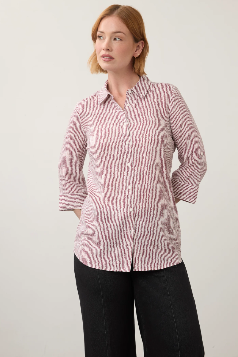 Long Sleeve Striped Top — Fig Stripe