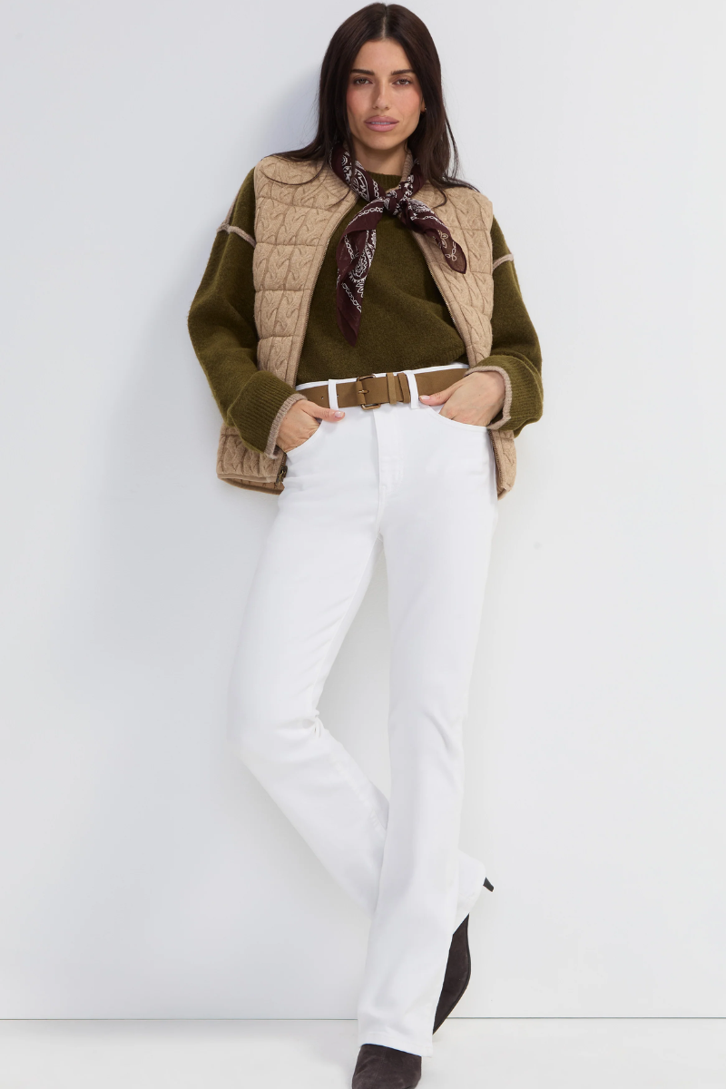 Liverpool Reversible Cable Knit Puffer Vest – Harvest Khaki Melange