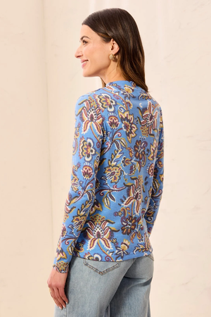 Long Sleeve Funnel Neck Top — Blue Aura