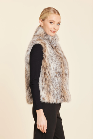 Faux Fur Vest — Grey Multi