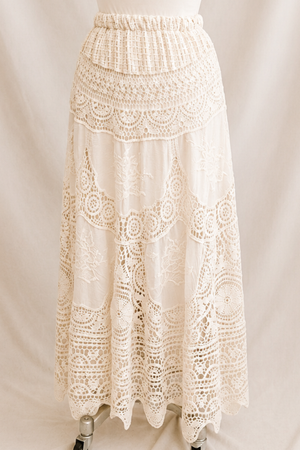 Crochet Maxi Skirt-Beige
