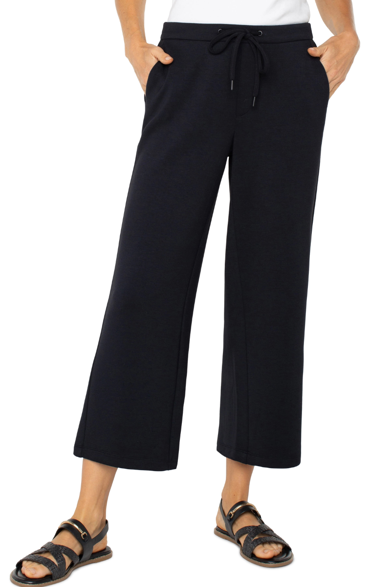 Wide Leg Crop Pant — Black