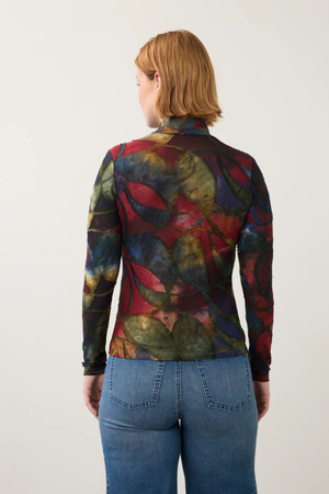 FDJ Abstract Print Mock Neck Top - Autumnal