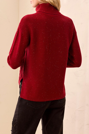 T-Neck Cable Sweater — Pinot