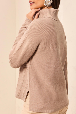 T-Neck Cable Sweater — Pashmina