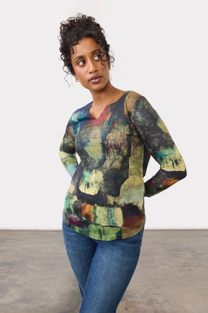 FDJ Notch Neck Long Sleeve Top — Farmland