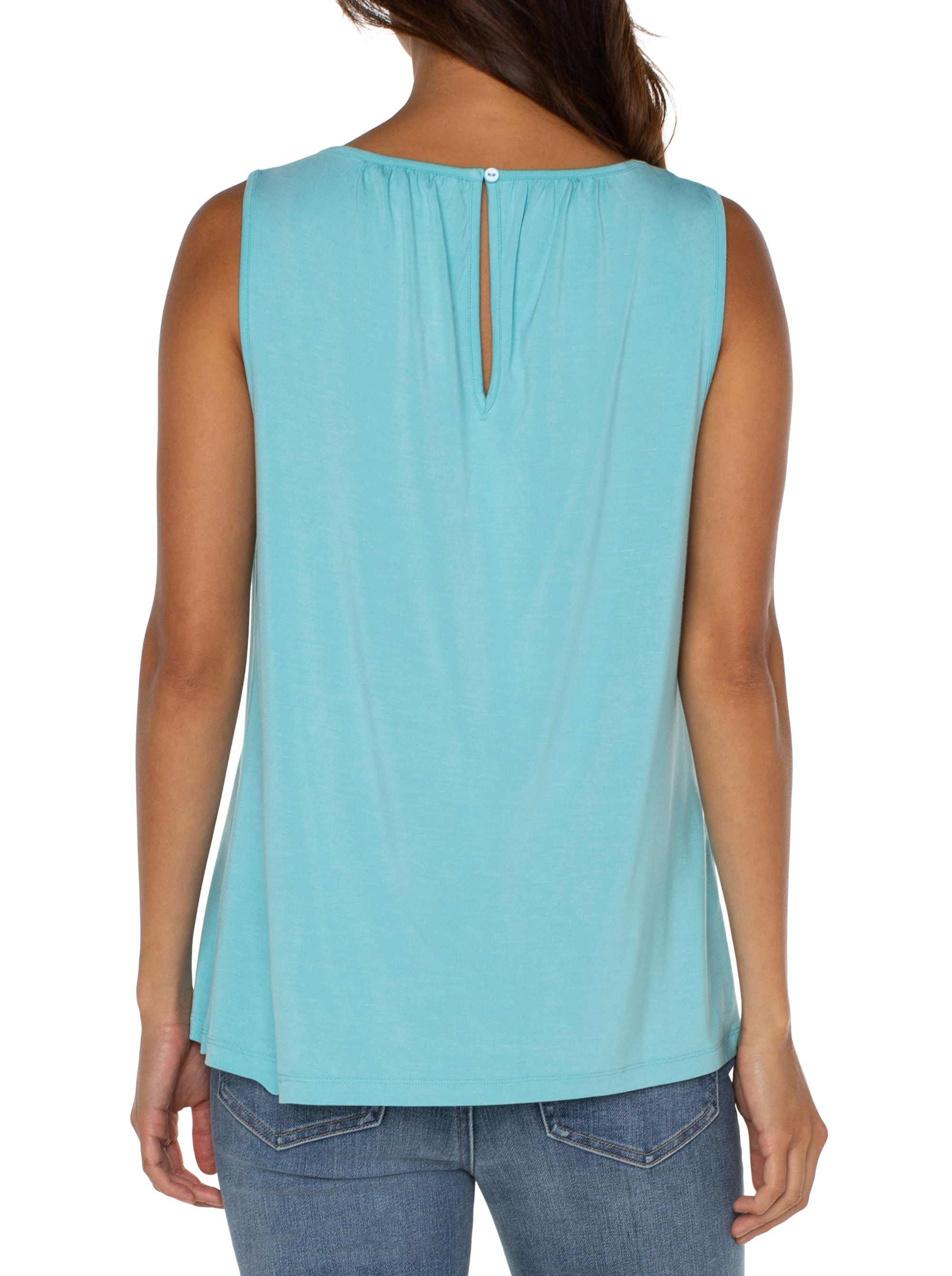 Liverpool Turquoise Sleeveless Knit Top w/keyhole