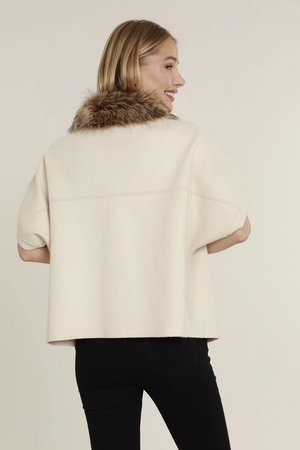 Open Front Cardigan — Cream/Chestnut