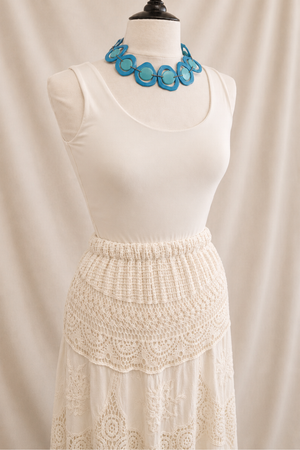 Crochet Maxi Skirt-Beige