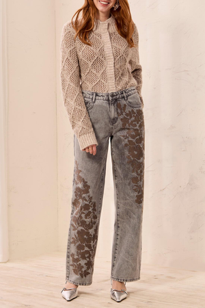 Brooke Embellished Straight Jean — Soft Grey