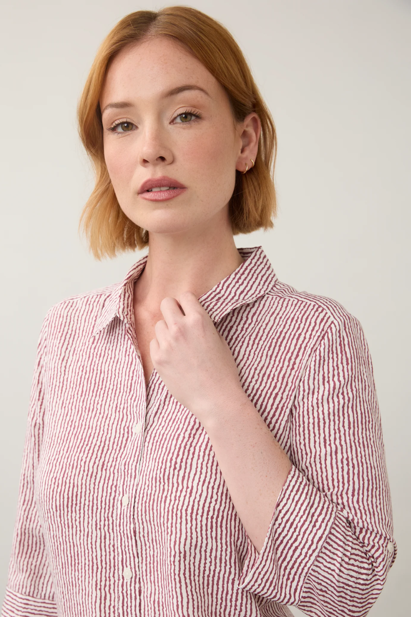 Long Sleeve Striped Top — Fig Stripe