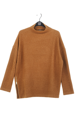Sweater with Zip — Camel