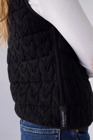 Liverpool Reversible Cable Knit Puffer Vest – Black