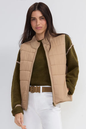 Liverpool Reversible Cable Knit Puffer Vest – Harvest Khaki Melange