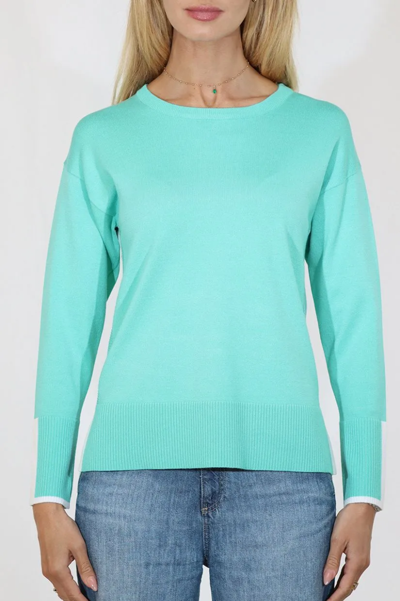 Coastal Jade Side Stripe Sweater