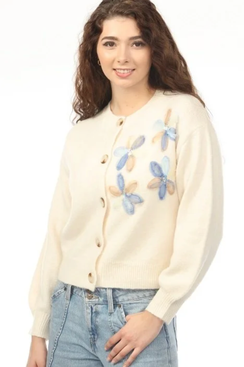 Flower Cardigan — Ivory