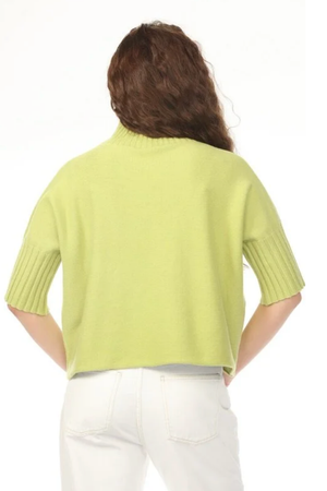 Three-Quarter Sleeve Mock Neck Sweater — Lime