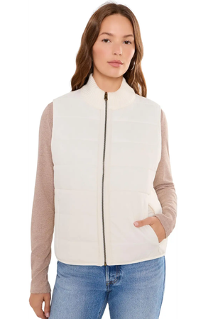 Reversible Quilted Sweater Vest — Cream