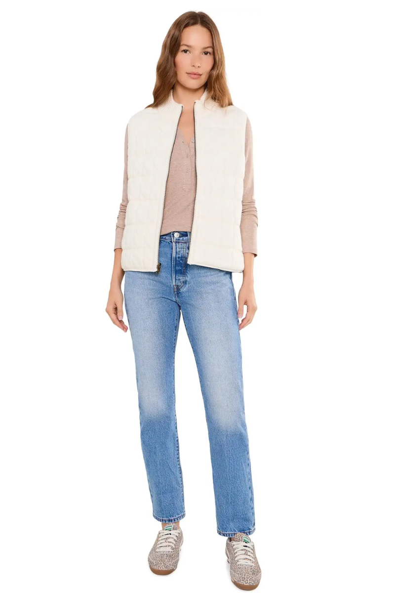 Reversible Quilted Sweater Vest — Cream