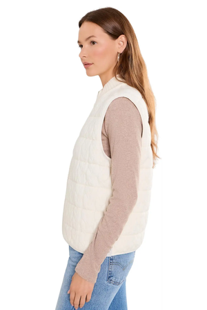 Reversible Quilted Sweater Vest — Cream