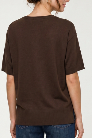 Short Sleeve Dolman Sweater — Java
