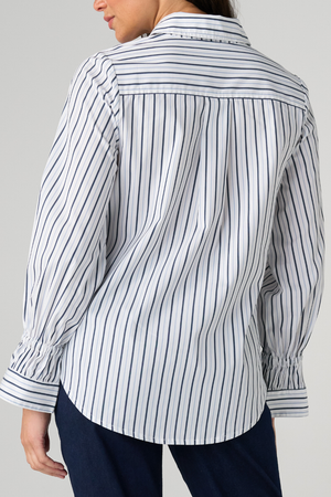Adjustable Sleeve Button Front Woven Top