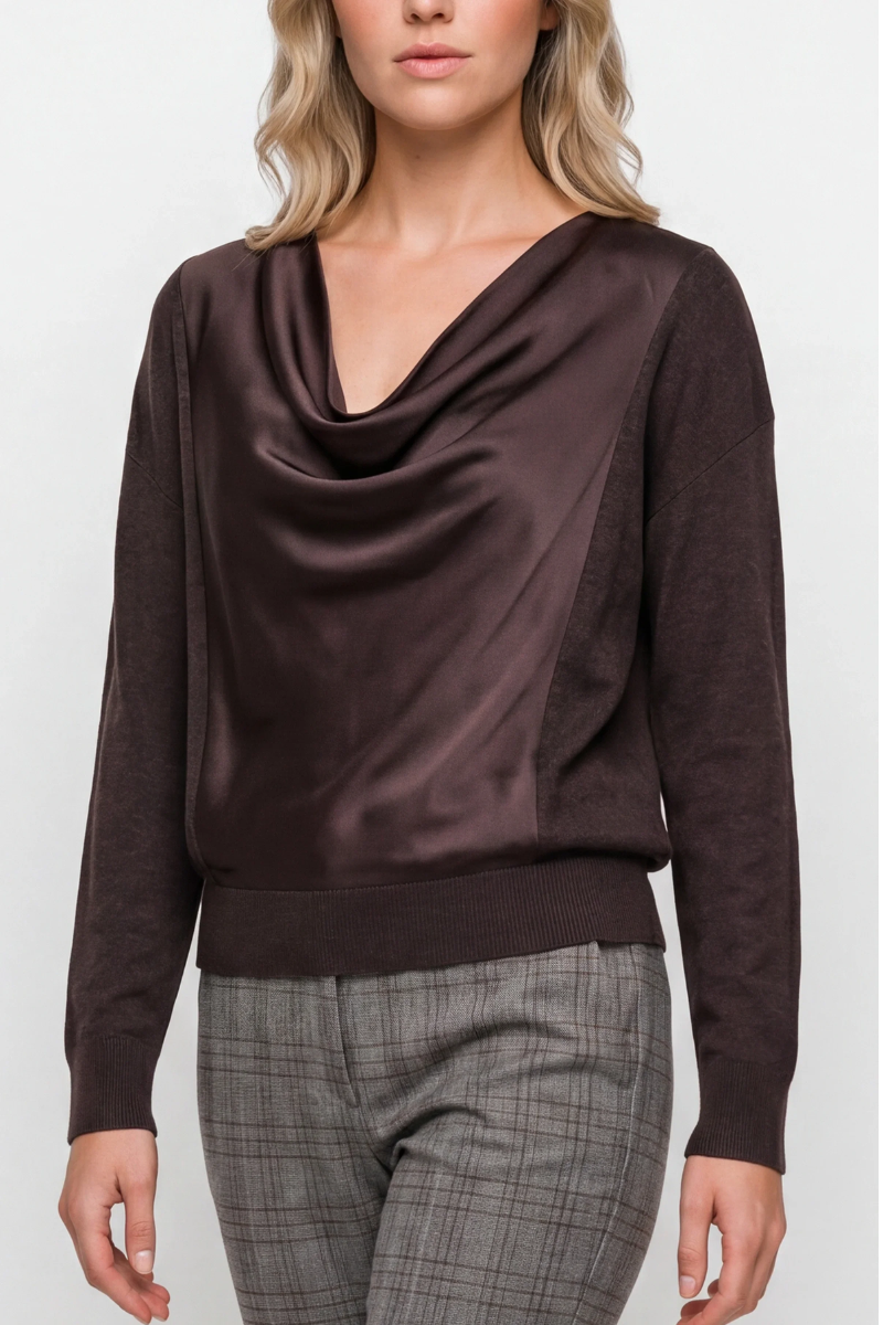 Long Sleeve Drape Neck Sweater — Java Malange