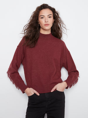 Fringe Back Sweater — Merlot