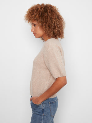 Short Sleeve Bubble Sweater — Latte