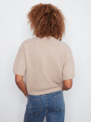Short Sleeve Bubble Sweater — Latte