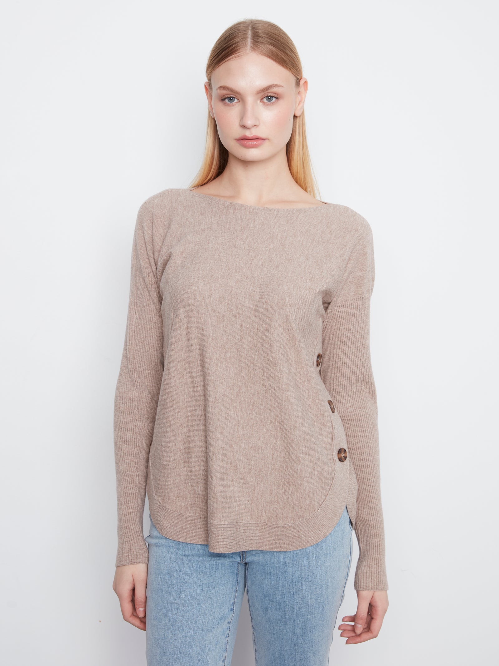 Button Side Sweater — Taupe