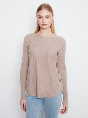Button Side Sweater — Taupe