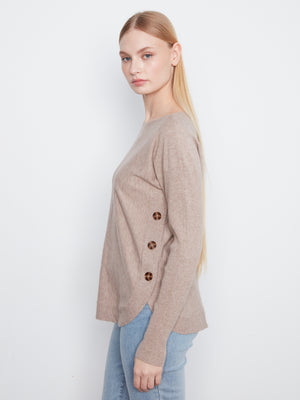 Button Side Sweater — Taupe