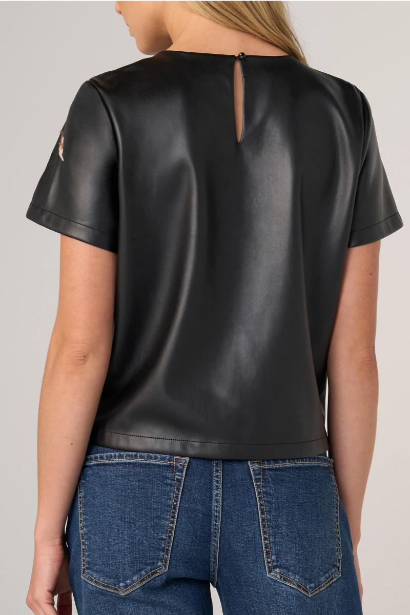 Short Sleeve Embroidered Tee — Black