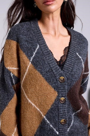 Argyle Cardigan — Heather Charcoal